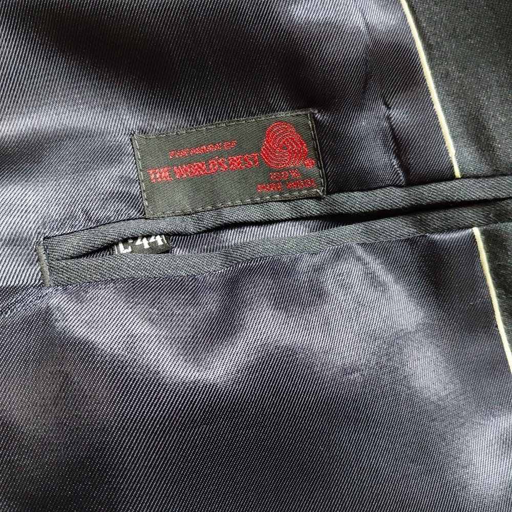 A. Sheilds Blazer Jacket Mens 44L Blue Wool Double Breasted Peak Lapel Classic - Picture 12 of 12